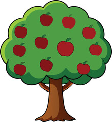 vector illustration of an apple tree