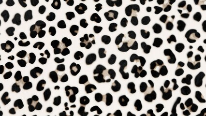 Continuous Dalmatian animal skin prints. Pattern of animal fur. Speckled surface background. Flat illustration. Freehand drawn random bovine marks. Banner texture with domestic animals.