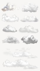 Fluffy cloud design element set