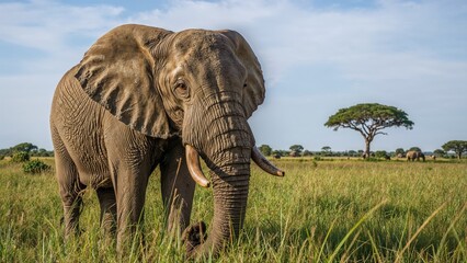 Untamed Elephant Roaming the Savannah