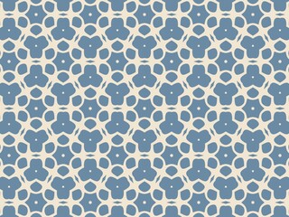 Elegant seamless pattern with blue and beige floral motifs, perfect for wallpaper, textile, or packaging design