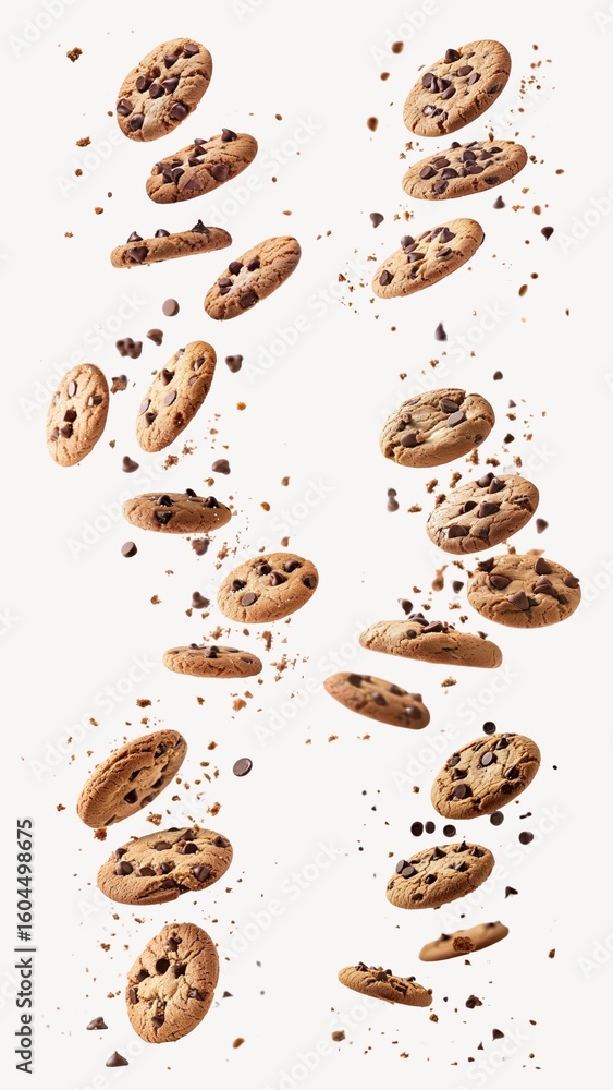 Poster floating cookies design element set