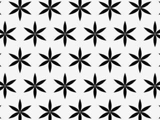 Seamless black and white floral pattern, perfect for minimalist and modern design projects.