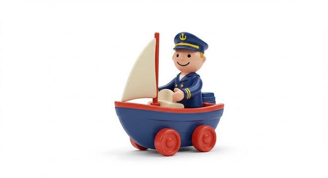 Jouet bateau marin souriant vogue doucement sous lumiere claire. AI Generated