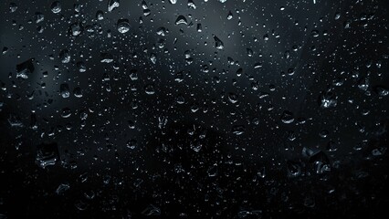 Fototapeta premium Water beads on a black backdrop