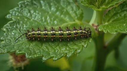 Tortrix moth larvae consuming raspberry leaves