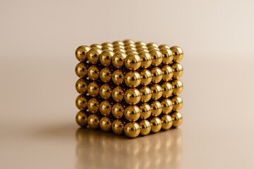 Stacked golden nanoparticles in cubic formation on soft background
