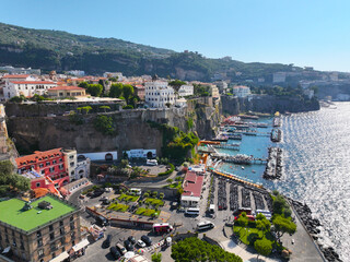 Sorrento. Amalfi coast. Italy. Drone view of Sorrento. View from above. Buildings and landmarks of...