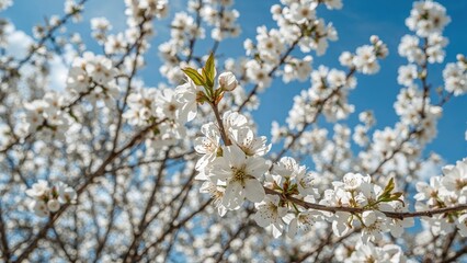 Obraz premium Cherry Flowers in White
