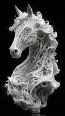 Ornate white horse head bust