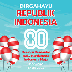 80th hut ri indonesia independence day banner vector design template