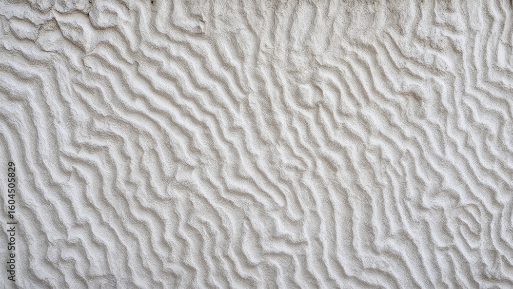 Poster wall surface adorned with a layered, wavy texture using plaster or cement, offering an original and 