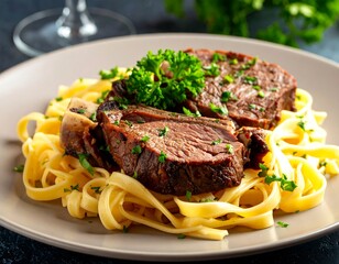 Braised beef short ribs with pasta