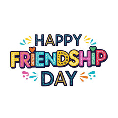 Happy friendship day colorful text isolated on transparent background