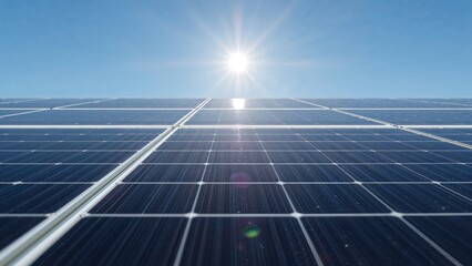 Detailed view of multiple polycrystalline silicon photovoltaic cells aligned to capture sunlight for renewable energy use