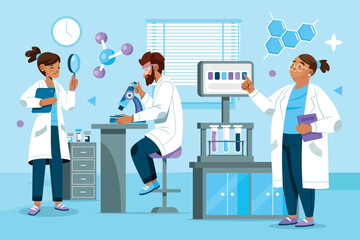 Modern Science Laboratory Research Flat Background