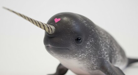 Narval bebe adorable pose douce lumiere naturelle. AI Generated