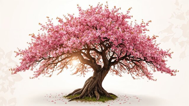 Gorgeous white flowers blossoming vividly on a thick tree branch amidst spring - Powered by Adobe