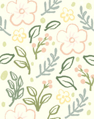 seamless vector  spring pattern with flowers soft colors