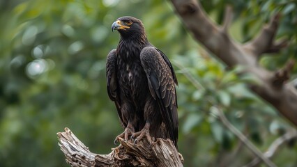 A tree hosts a perched wedged-tailed eagle