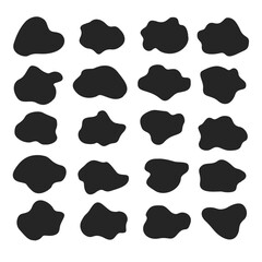 Set of black abstract blobs with irregular organic shapes