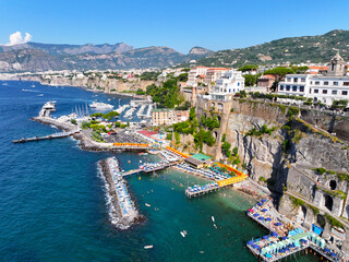 Sorrento. Amalfi coast. Italy. Drone view of Sorrento. View from above. Buildings and landmarks of...