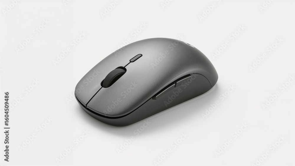 Poster isolated white optical mouse with wireless connectivity for computers
