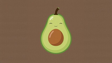 Animated avocado image designed for use in children's fruit naming and healthy lifestyle publications.