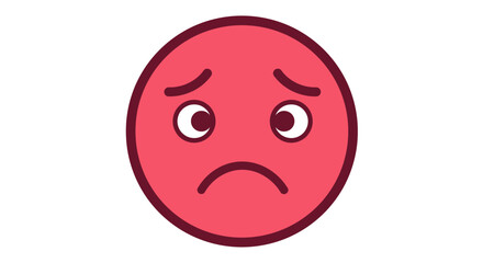 Obraz premium Sad Emoji with Red Face and Dark Outline.