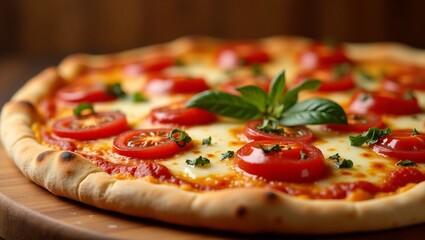 pizza with salami and tomatoes