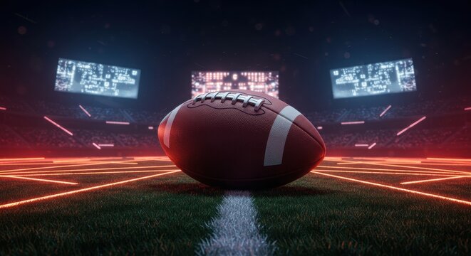 American Football Stadium Night Game - Neon lighting - Powered by Adobe