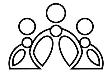 Simple Black and White Icon of a Group of People or Figures