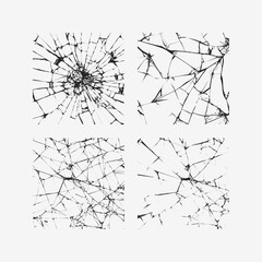 collection of broken glass textures of unique shapes and designs of realistic vector shapes