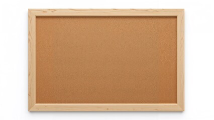 Fototapeta premium Empty cork noticeboard with wooden edges on white backdrop