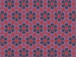 Seamless geometric pattern featuring repeating stylized flowers in shades of red and purple, perfect for textile and wallpaper designs.