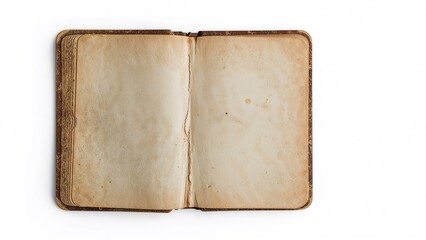 Antique weathered book set against white