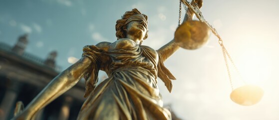 Fototapeta premium The majestic statue of Lady Justice holding scales and symbolizing fairness