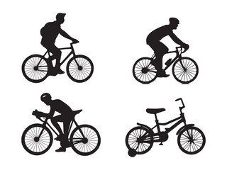 Obraz premium Bicycle Rider Silhouette Set