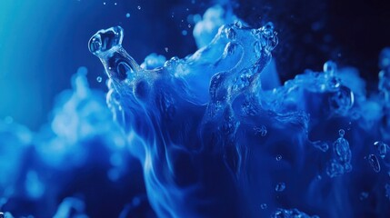 Dynamic blue water splash creating mesmerizing shapes in dark background