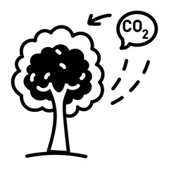 A drawing style icon denoting carbon absorption process
