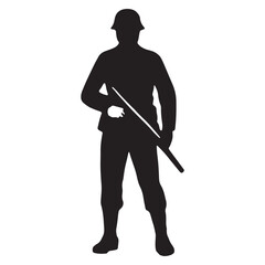 Military Silhouette Vector - Standing Soldier with Rifle Pose Art