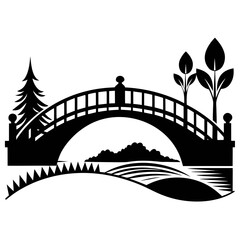 Clean River Crossing Silhouette