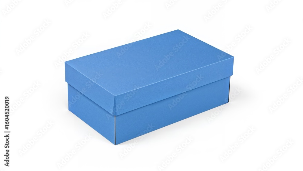 Poster blue shoe storage box displayed on a clean white background with clipping paths.