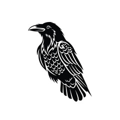 Obraz premium Silhouette of a stylized raven, detailed feather patterns.