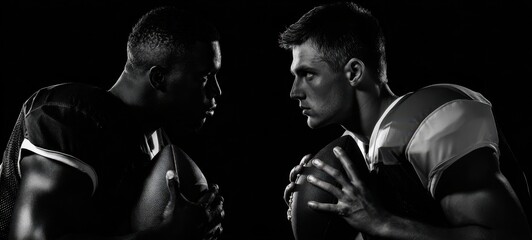 The Intense Showdown Between Two Competing Football Players