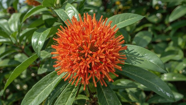 The orange-red floral display of Saraca asoca, known as the sorrowless or ashoka tree, is esteemed in mythology and utilized as a preferred Ayurvedic medicine for dysmenorrhea.