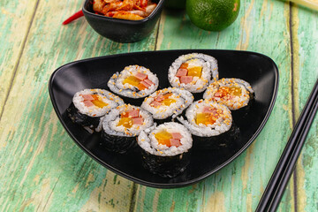 Koream homemade roll Kimbap with nori seaweed