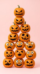 Three illuminated Jack-o'-lanterns sit in a field under a full moon, with more pumpkins glowing in the distance, creating a spooky Halloween night scene.
