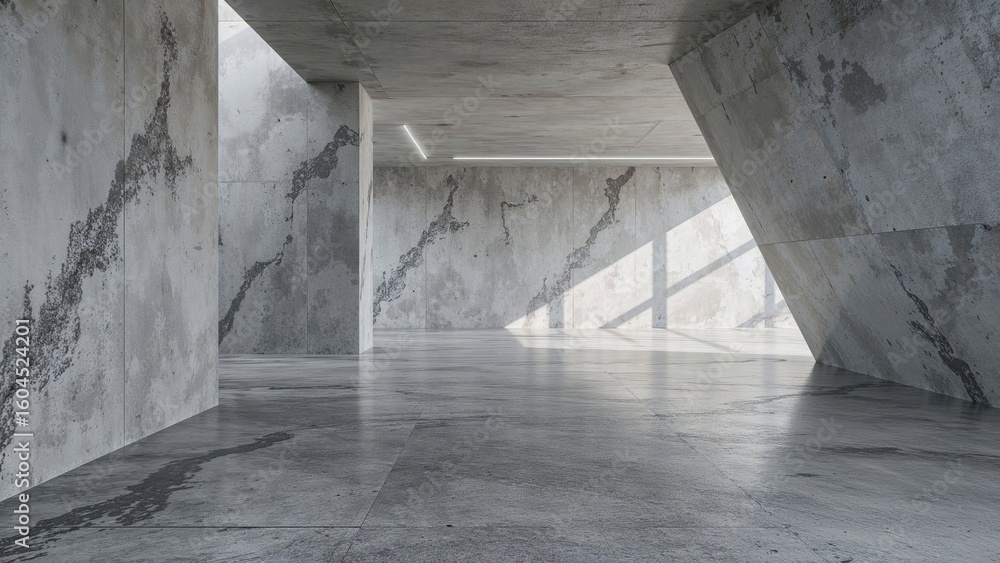 Poster concrete interior abstraction. architectural backdrop. 3d design and visualization
