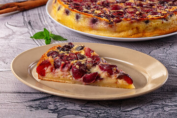 Crusty pie with fresh cherry